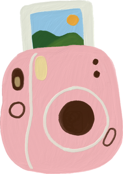 Oil Painting Korean Cute Polaroid Camera Sticker